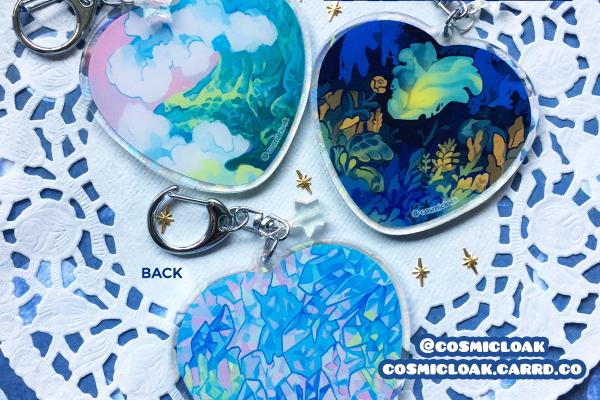 I Love... ( ocean, plants, crystals ) Holo Keychains