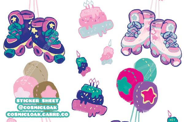 90s Birthday Skates Stickersheet