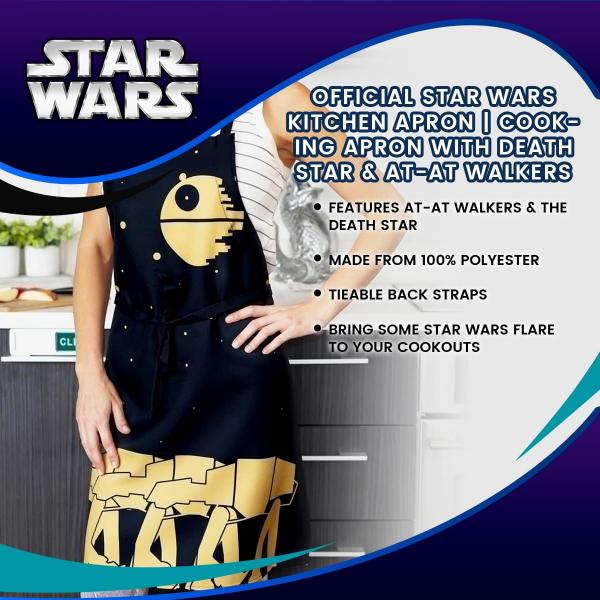 Star Wars AT-AT and Death Star Black Kitchen Apron picture