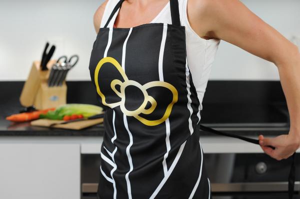 Hello Kitty Pinache Black and Gold Adult Kitchen Apron picture