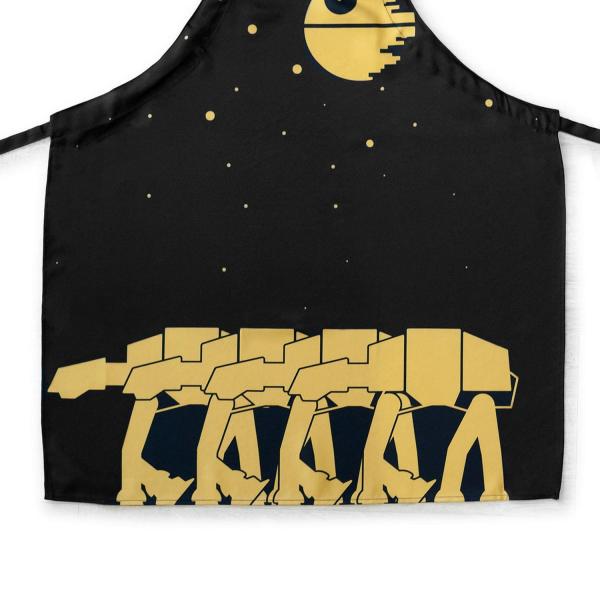 Star Wars AT-AT and Death Star Black Kitchen Apron picture