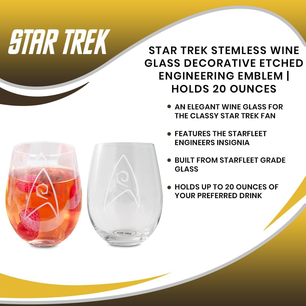 Star Trek 20oz Stemless Wine Glass Engineering Eventeny 4580
