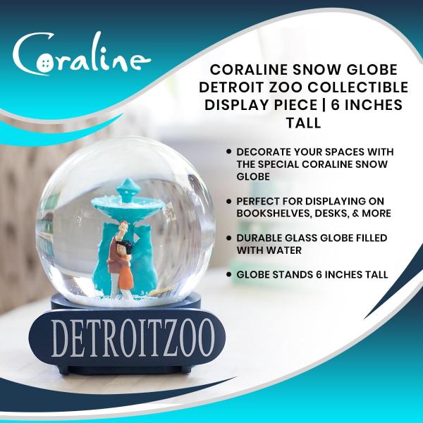 Coraline Detroit Zoo 6 Inch Collectible Snow Globe picture