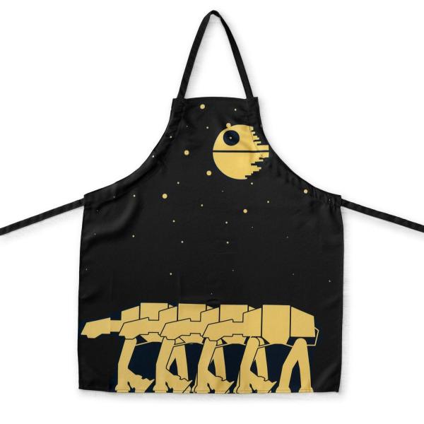 Star Wars AT-AT and Death Star Black Kitchen Apron picture