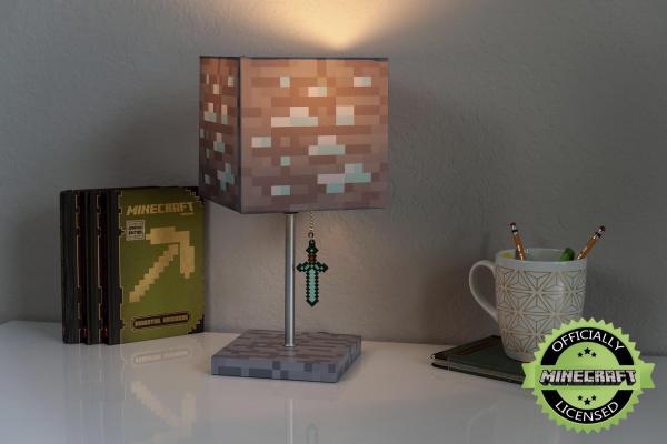 Minecraft Diamond Ore Block Desk Lamp w/ 3D Sword Puller picture