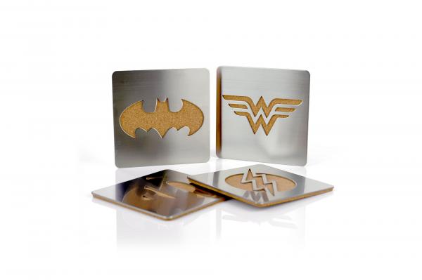 DC Comics Laser Cut Superhero Logo Coaster Set of 4 picture