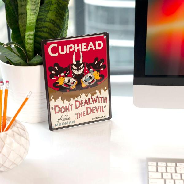 Cuphead Don't Deal With The Devil Tin Sign 9" x 6.5" picture