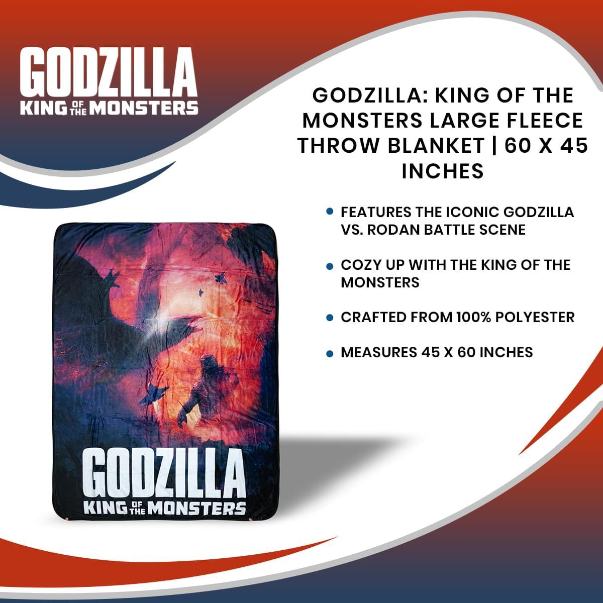 Godzilla King of Monsters 45x60 Inch Fleece Throw Blanket - Eventeny