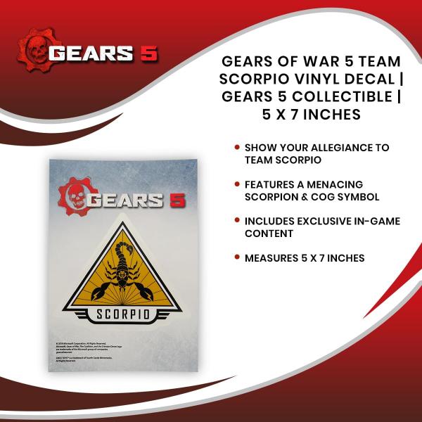 Gears of War 5 Team Scorpio 5 x 7 Inch Decal picture