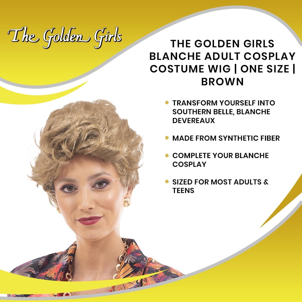 Golden Girls Blanche Adult Cosplay Costume Wig | Brown - Eventeny