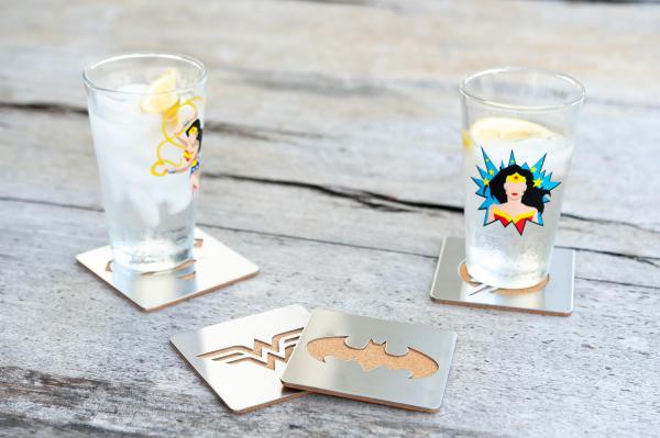 DC Comics Laser Cut Superhero Logo Coaster Set of 4 picture