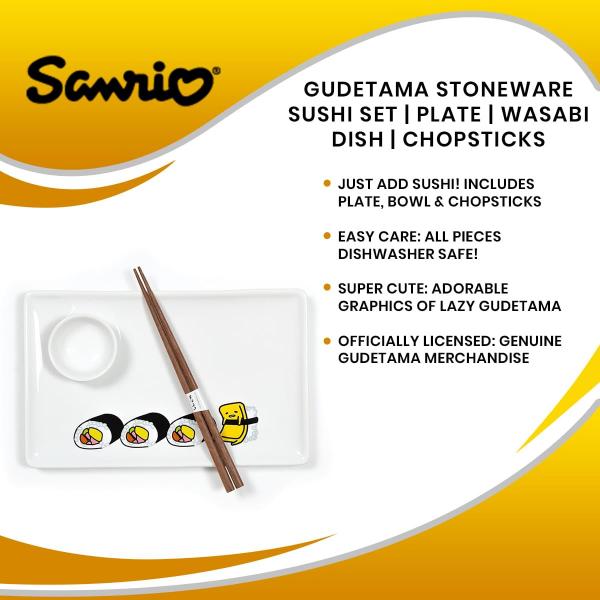 Gudetama Sushi Set | Plate | Wasabi Dish | Chopsticks picture