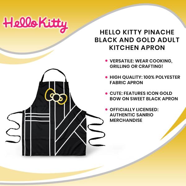 Hello Kitty Pinache Black and Gold Adult Kitchen Apron picture