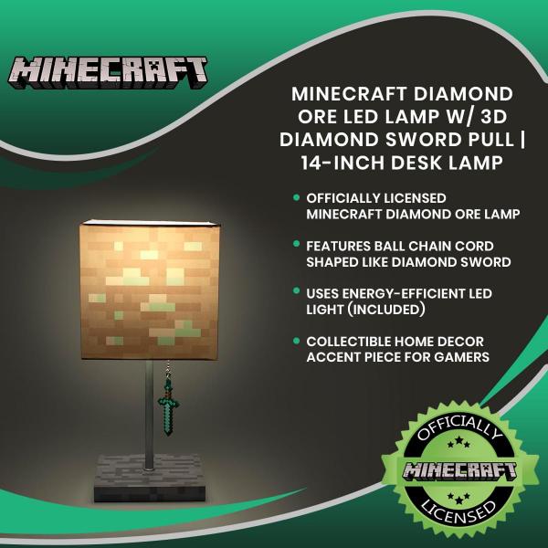 Minecraft Diamond Ore Block Desk Lamp w/ 3D Sword Puller picture