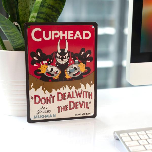 Cuphead Don't Deal With The Devil Tin Sign 9" x 6.5" picture