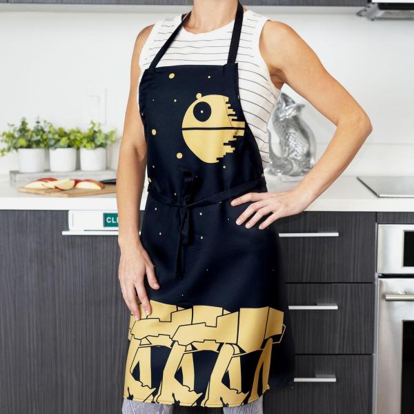 Star Wars AT-AT and Death Star Black Kitchen Apron picture