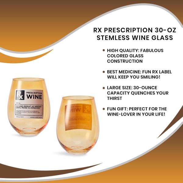 Rx Prescription 30oz Stemless Wine Glass picture