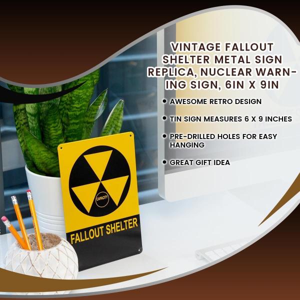 Fallout Shelter 6 x 9 Inch Tin Sign Replica picture