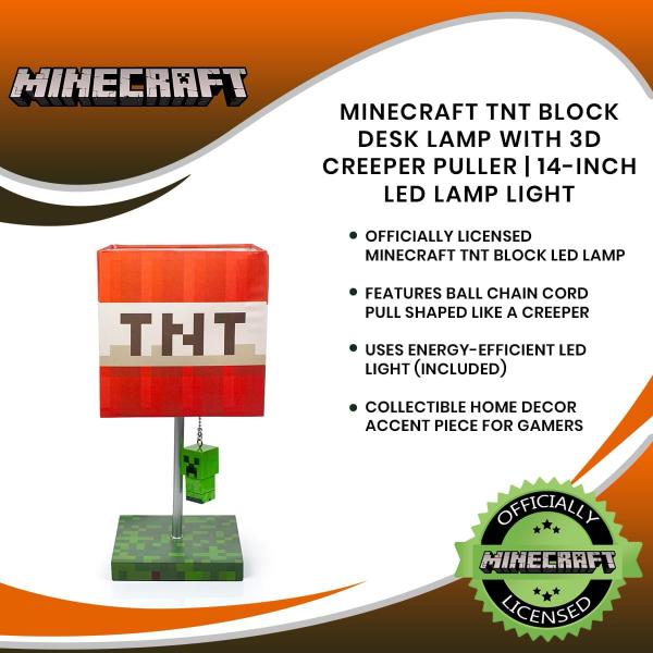 Minecraft TNT Block Desk Lamp w/ 3D Creeper Puller picture