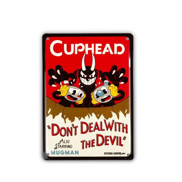 Cuphead Don't Deal With The Devil Tin Sign 9" x 6.5" picture