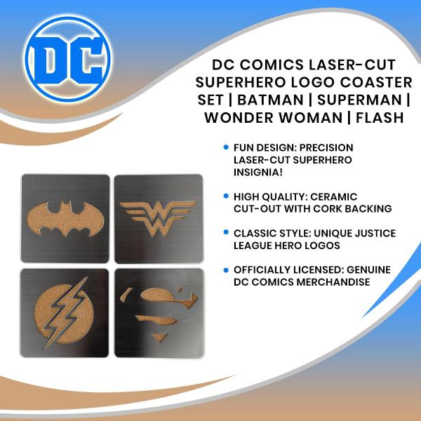 DC Comics Laser Cut Superhero Logo Coaster Set of 4 picture