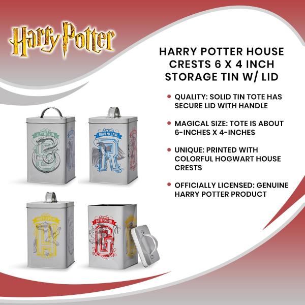 Harry Potter House Crests 6 x 4 Inch Storage Tin w/ Lid picture