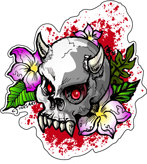 Sticker "Hibiscus Skull"