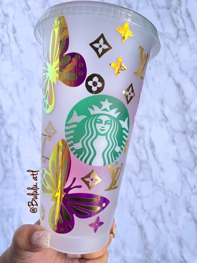 Louis Vuitton Starbucks cold cup! 💚💚, ***PLEASE SHARE*** Louis Vuitton  Starbucks Cold Cups! 💚😍 Message me for orders! 🥰🛍💘 Instagram💙-   By Baby Blue's Customs