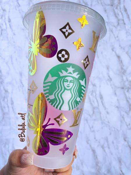 Starbucks, Dining, Customized Butterfly Starbucks Cold Cup