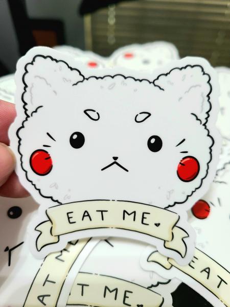 Cat Onigiri vinyl sticker Eat Me - grumpy