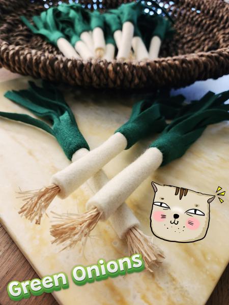 Felt leek green onion cat toy | Eco-Fi felt toys for cats | natural catnip essence | handmade in USA | fun gift for cats & their humans picture