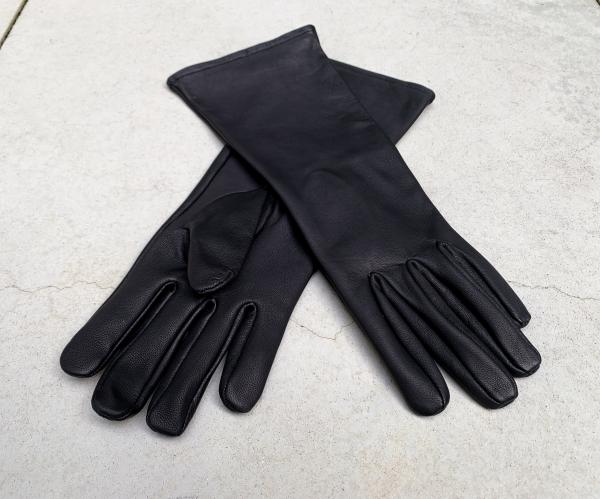 Super hero medium length leather gloves for Cosplay/Black picture