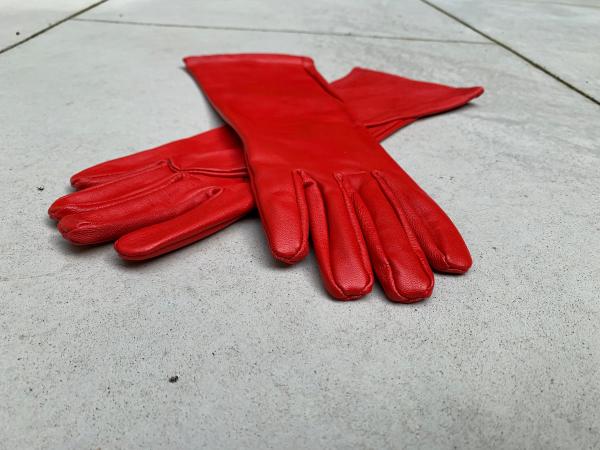 Super hero long gauntlet genuine leather gloves/Red picture