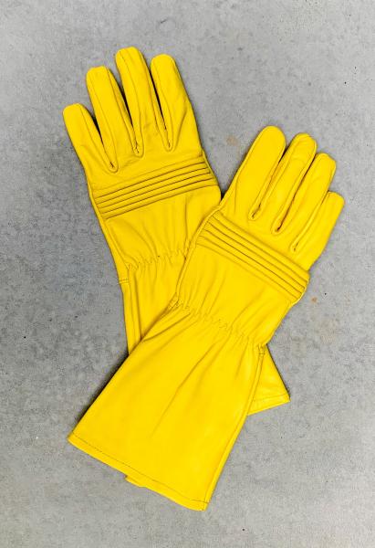 Leather gloves for Power Rangers Cosplay/Long gauntlet/Top grain cowhide/Yellow picture