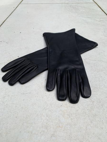 Super hero medium length leather gloves for Cosplay/Black picture