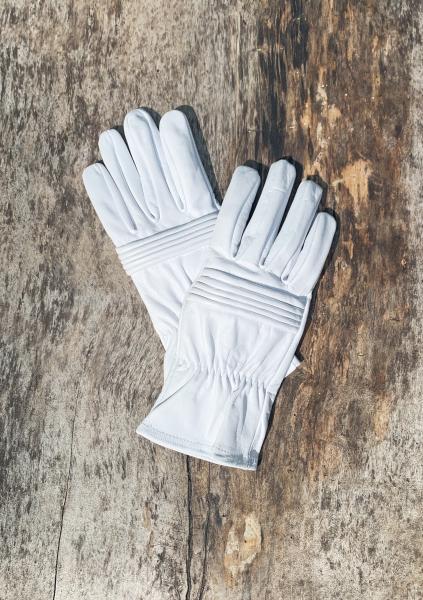 Ranger Hero Gloves for Cosplay/Short gauntlet/Top grain cowhide/White picture