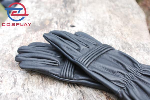 Leather Gloves for Power Rangers Cosplay/Long gauntlet/Top grain cowhide/Black picture