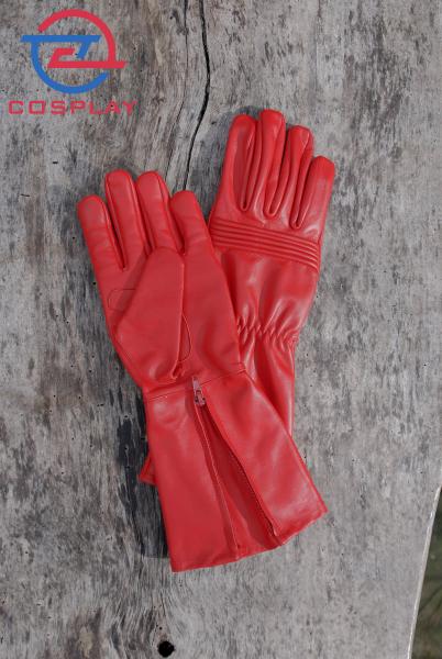 Leather Gloves for Power Rangers Cosplay/Long gauntlet/Top grain cowhide/Red picture