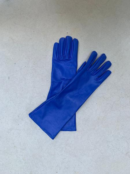 Super hero long gauntlet genuine leather gloves/Blue picture