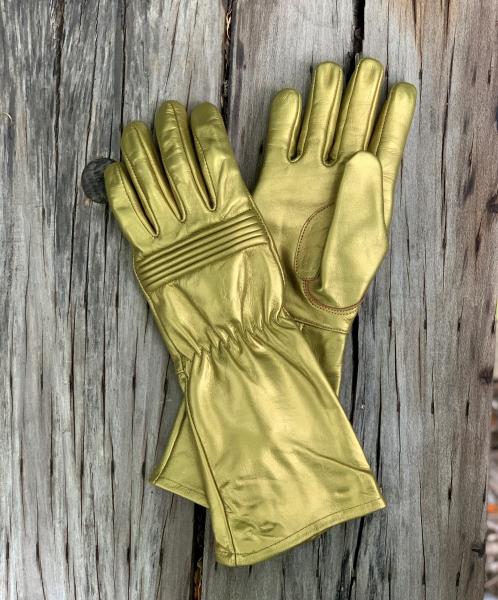 Ranger Hero Gloves for Cosplay/Long gauntlet/Top grain cowhide/Golden picture