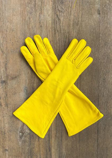 Super hero long gauntlet genuine leather gloves/Yellow picture