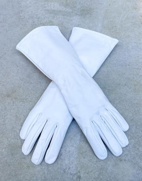 Super hero long cuff leather gloves for Cosplay/White picture