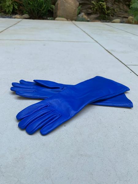 Super hero long gauntlet genuine leather gloves/Blue picture