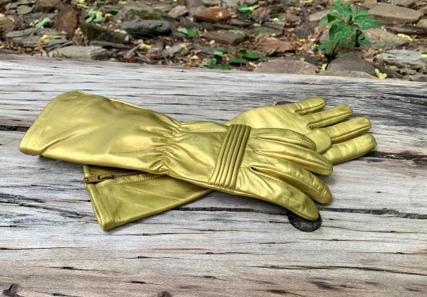 Ranger Hero Gloves for Cosplay/Long gauntlet/Top grain cowhide/Golden picture