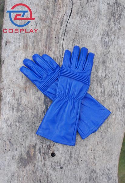 Ranger Hero Gloves for Cosplay/Long gauntlet/Top grain cowhide/Blue picture