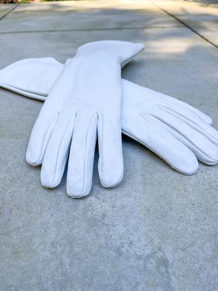 Super hero long cuff leather gloves for Cosplay/White picture