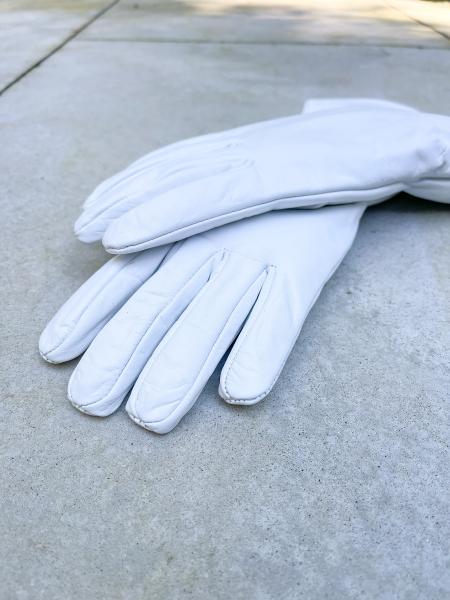 Super hero long cuff leather gloves for Cosplay/White picture