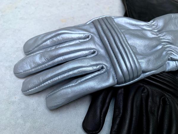 Rangers Dino Fury Gloves for Cosplay/Long gauntlet/Genuine Leather/Black&Silver picture