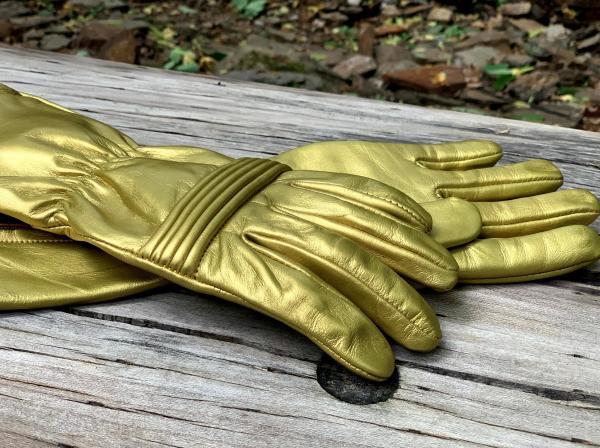 Ranger Hero Gloves for Cosplay/Long gauntlet/Top grain cowhide/Golden picture