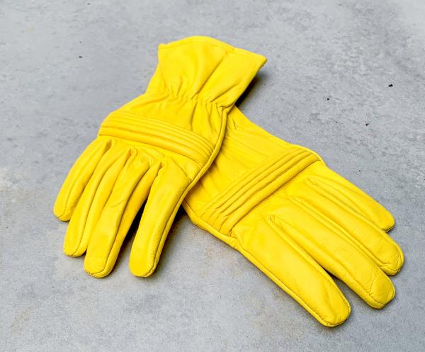 Leather gloves for Power Rangers Cosplay/Short gauntlet/Top grain cowhide/Yellow picture